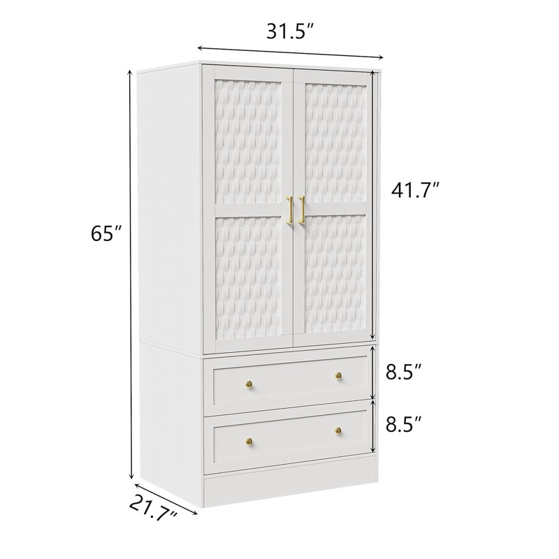 Armoire-penderie avec 2 portes tissées Zanera