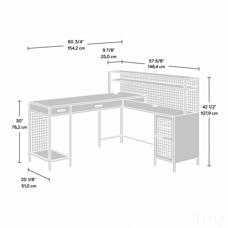 Bureau en L, finition brune