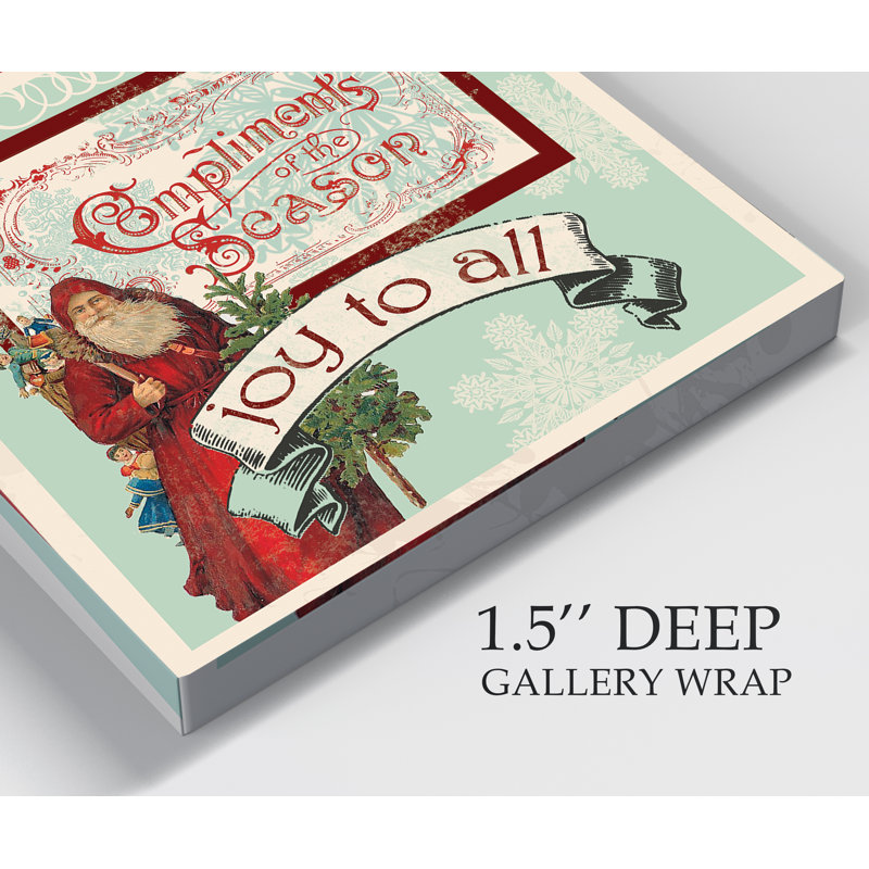 Retro: Joy To All - reproduction d'art sur toile tendue, H 24 po x l 24 po x P 1 po
