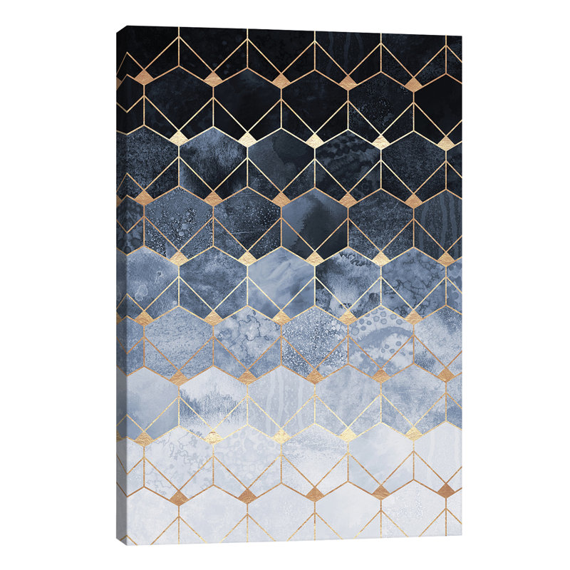 Blue Hexagons And Diamonds by Elisabeth Fredriksson - Wrapped Canvas Print, 45.72cm H x 30.48cm W x 1.91cm D