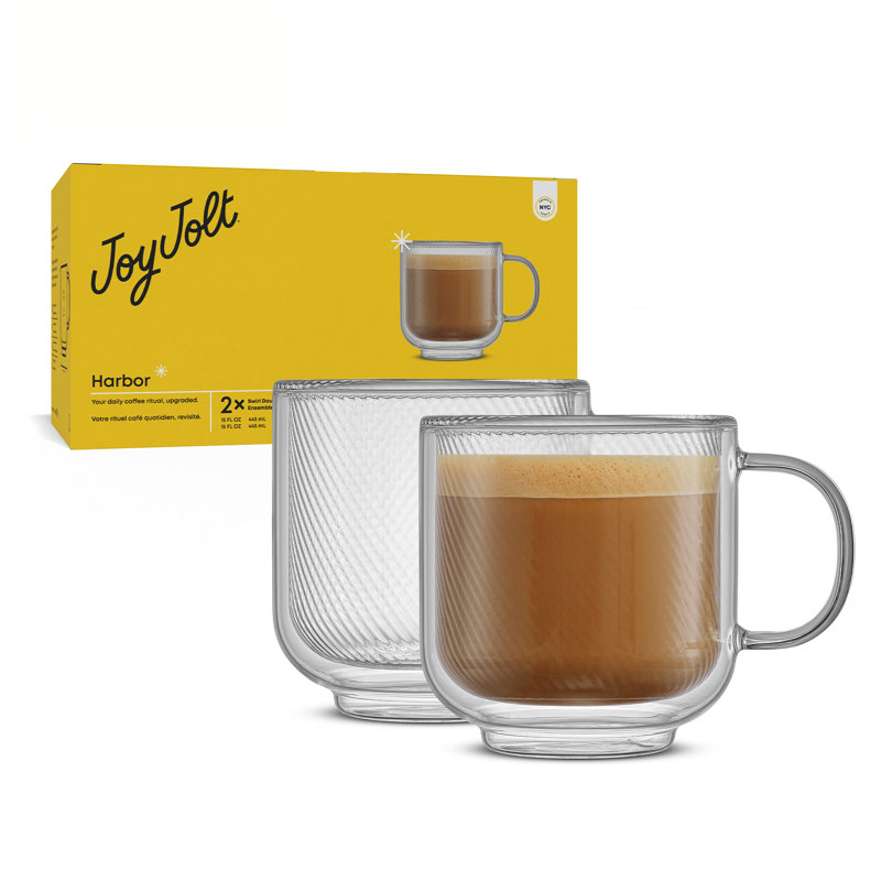 Tasse double paroi à rebord arrondi et texture tourbillonnante Harbor, 44 cl