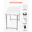 Table pliante portable en plastique de 120 cm avec poignée pour une utilisation intérieure et extérieure, spacieuse et pouvant accueillir jusqu'à 6 adultes, trois hauteurs réglables (48/61/74 cm), construction robuste et facile à monter.