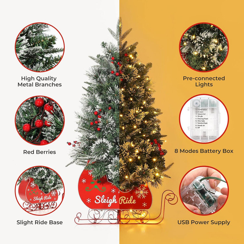 36' H Lighted Artificial Christmas Tree