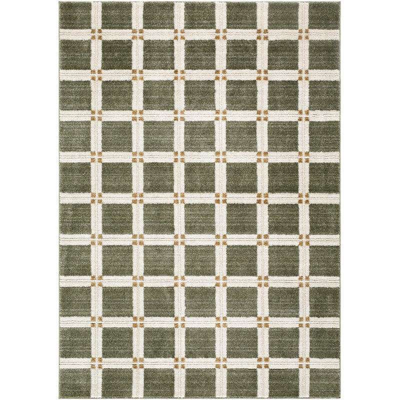 Eliya Machine Woven Rug, Rectangle 5'3" x 7', Ivory/Gray/Green