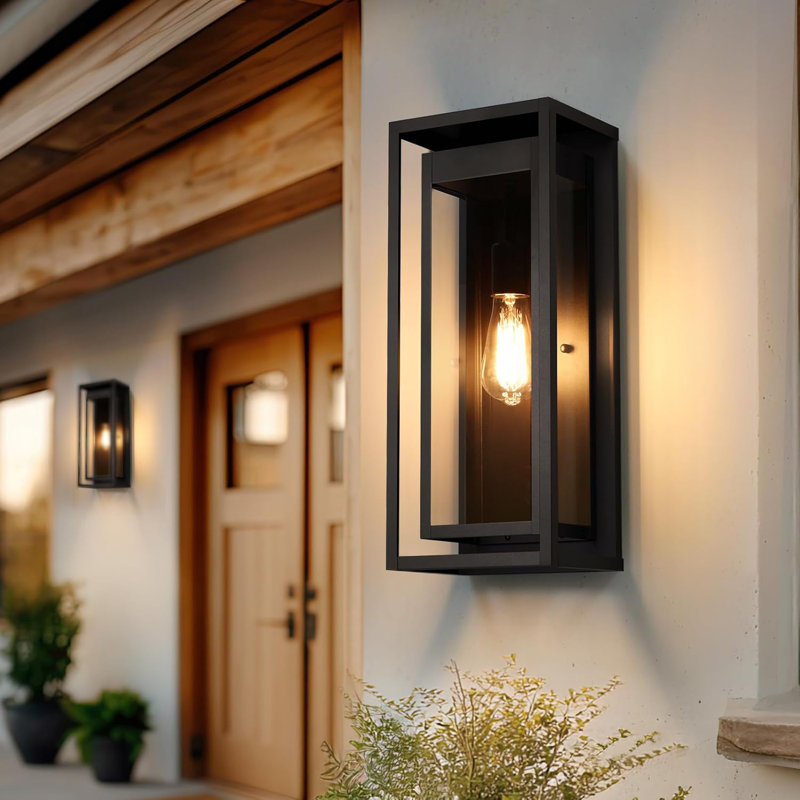 2 Pack Large Size Matte Black Outdoor Sconce Lights