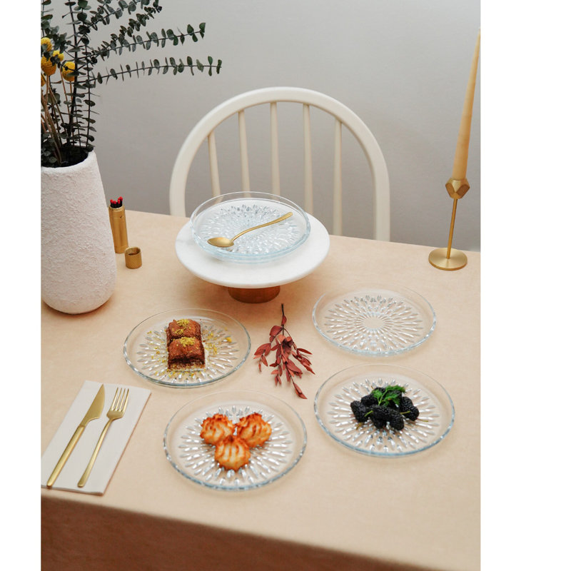 Elegant 6-Piece Dessert Plate Set, 7.5-Inch Transparent Glass | 100% Dishwasher-Safe | Perfect for Serving Cakes, Pies, and Desserts | Stylish and Functional Tableware for Any Occasion