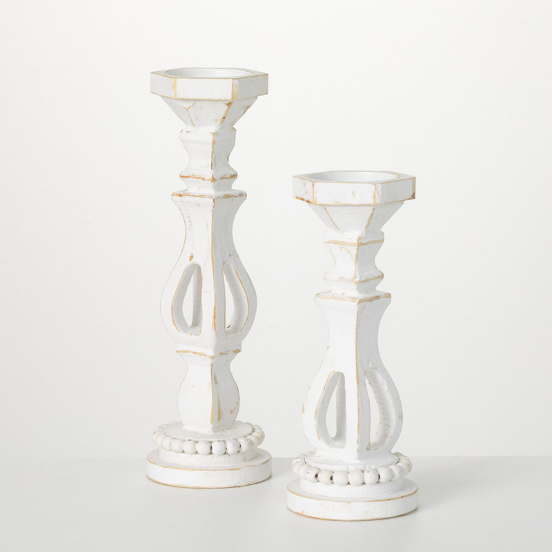 16'' H Wood Tabletop Candlestick