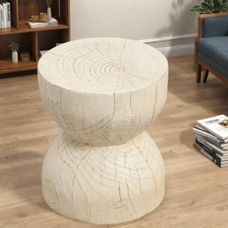 Top End Table, Beige*Natural Wood