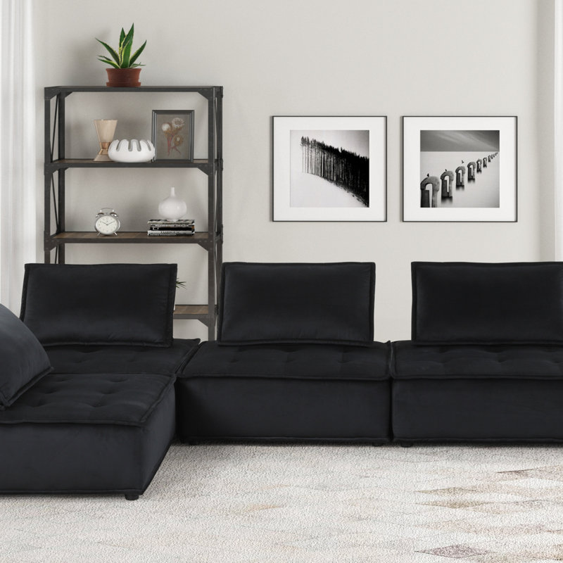 Canapé modulaire en velours 4 pièces
