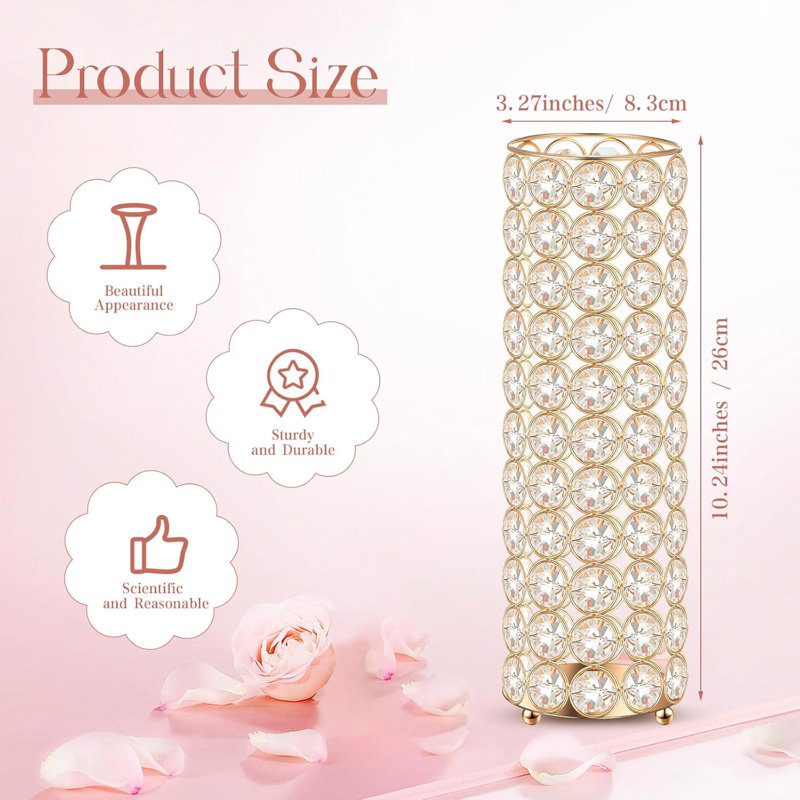 16 vases à fleurs en cristal doré et bougeoirs 16 lumières - Centres de table élégants pour les mariages, les fêtes et la décoration intérieure