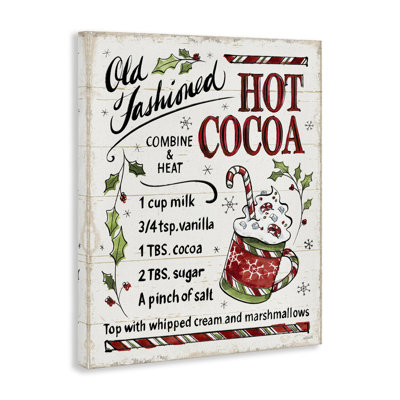 «Old Fashioned Hot Cocoa Holiday Instructions de cuisson», estampe numérique encadrée noire par Anne Tavoletti
