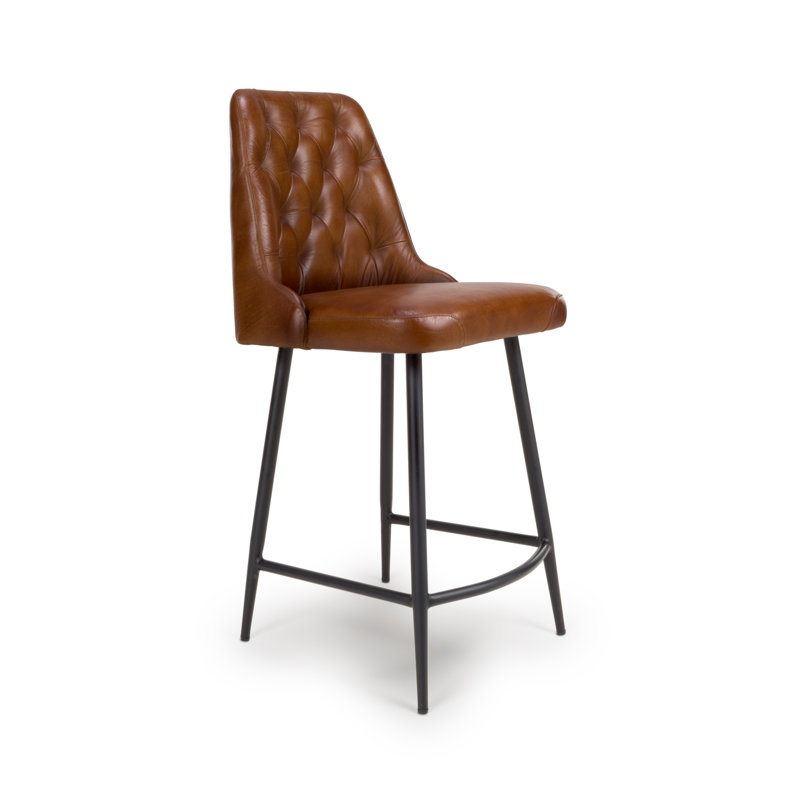 Ronja Upholstered Counter Stool with Metal Frame, Tan