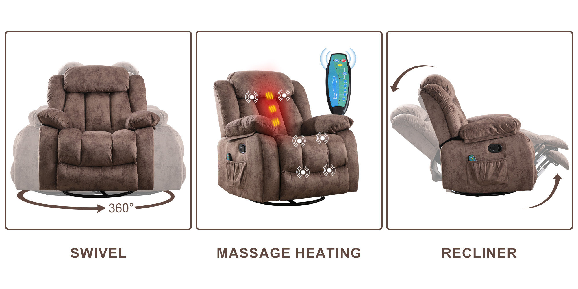 Swivel, Heat, and Massage: Ultimate Recliner Relaxation!
