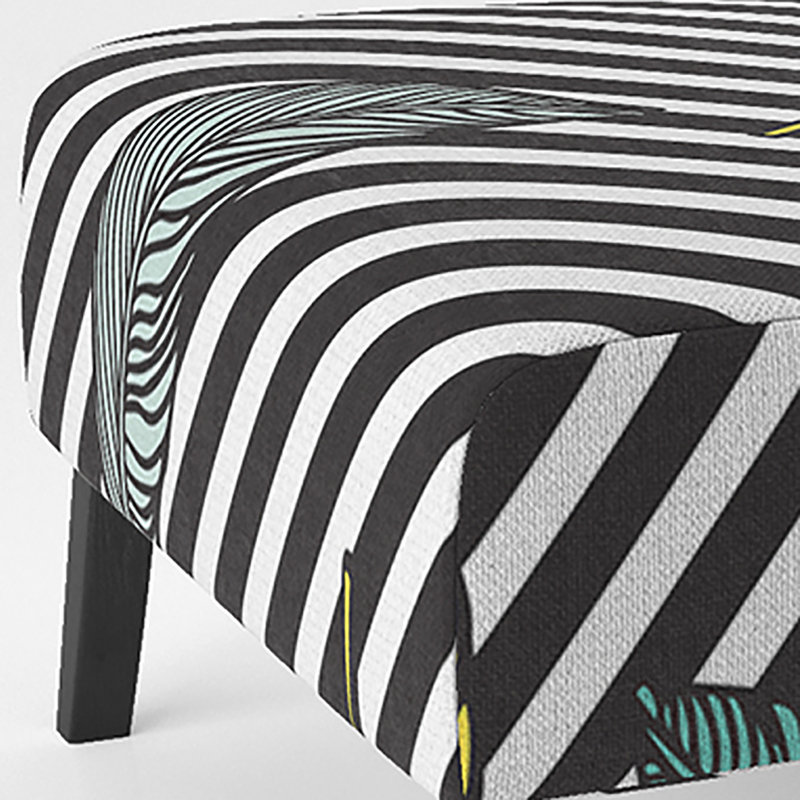 Black And Yellow Tropical Floral - Upholstered Patterned Accent Slipper Chair