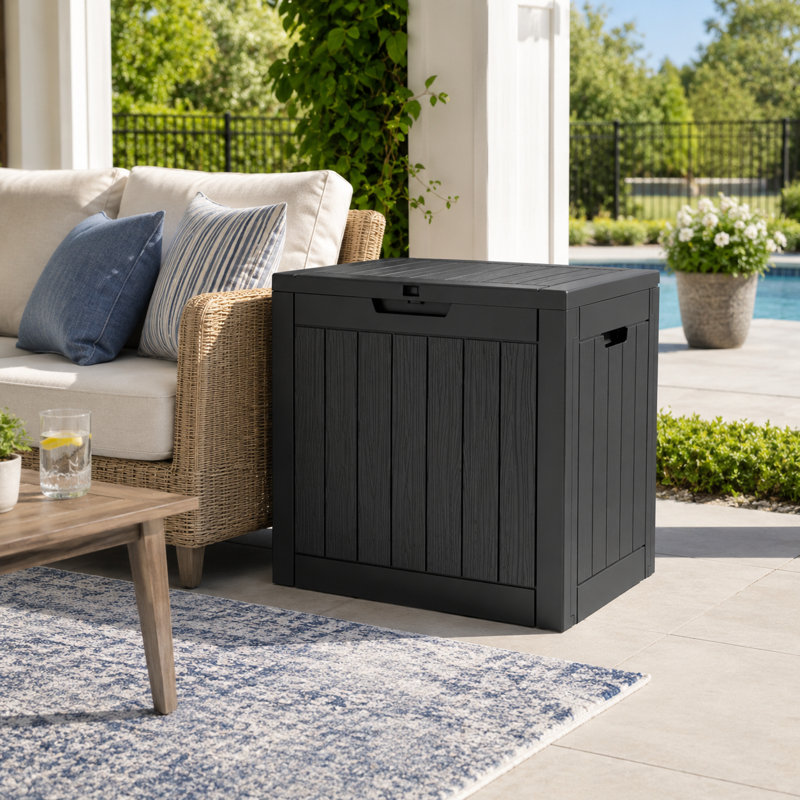 Boîte de rangement verrouillable en résine résistante à l'eau 22 po x P 17 po, Noir