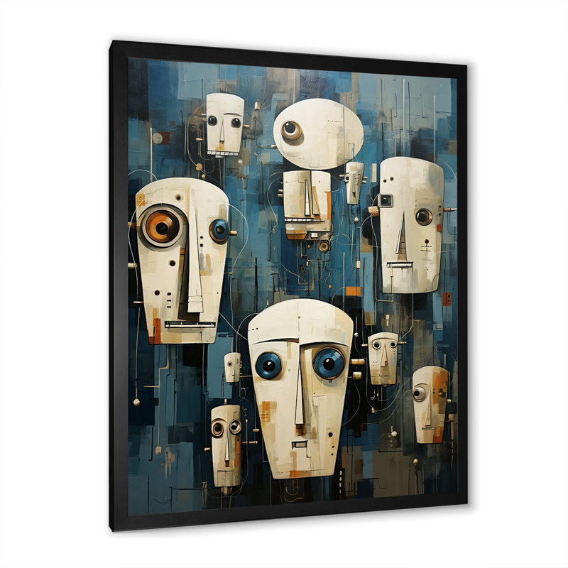 L'art de la robotique II sur toile, Cadre simple noir, H 32 po x l 16 po x P 1 po