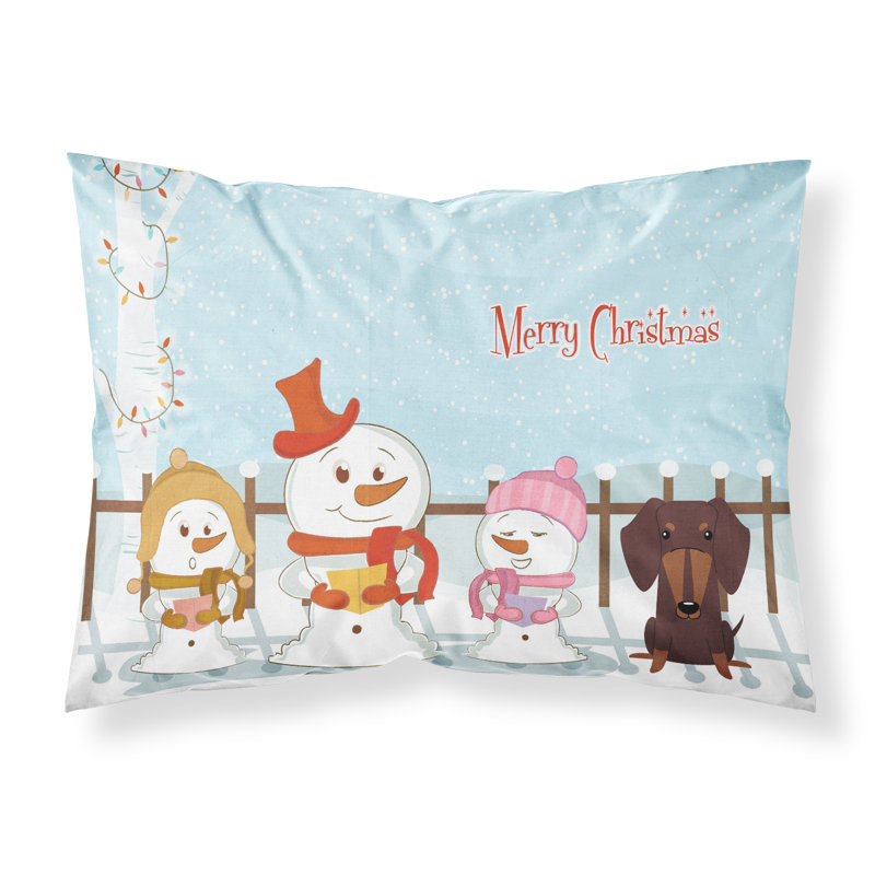 Taie d'oreiller Merry Christmas Merry Christmas, Teckel chocolat et choristes
