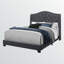 Grand lit transitionnel en velours gris Richfield, H 56,36 po x l 66,29 po x L 87,38 po