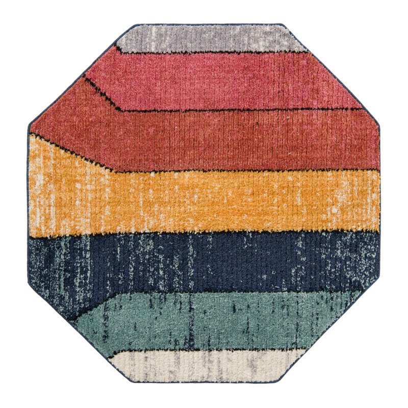Abrams Geometric Polyester Rug, Octagon 5'3" x 5'3"