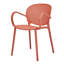 Ensemble de quatre fauteuils de salle à manger en plastique orange-26099522