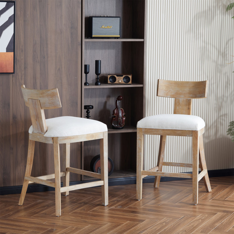 Tabourets de comptoir rembourrés en tissu Sipos, Beige