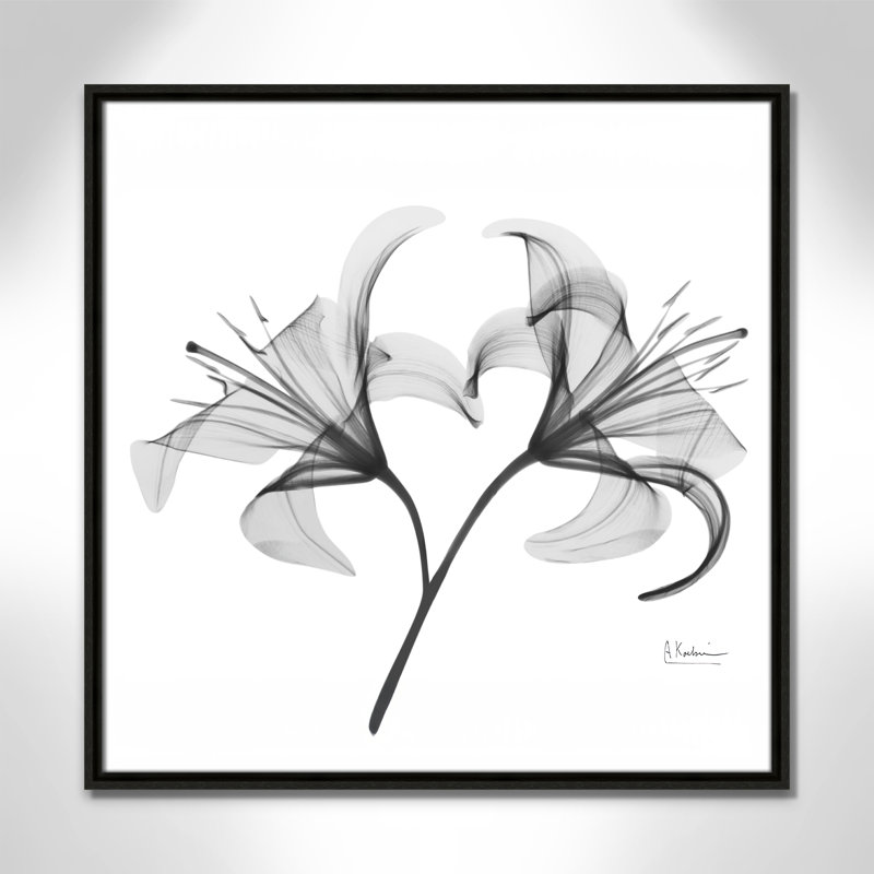 «Lilly Twins - Square Version Print» par Albert Koetsier, Cadre flottant espresso, H 25,5 po x l 25,5 po