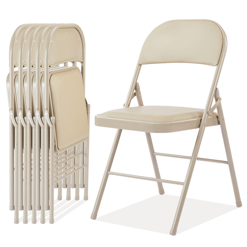 Marle Upholstered Metal Folding Event Chairs with Padded Seats, Khaki