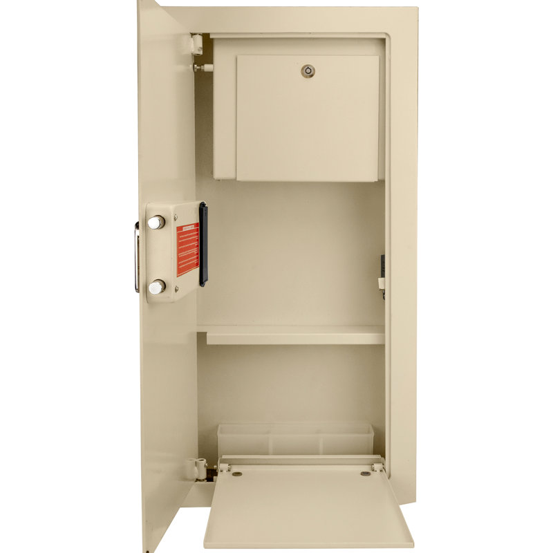 0.82 Cubic Ft Left Opening Biometric Wall Safe Beige - Easy To Program Fingerprint Module With Features For Enhanced Security