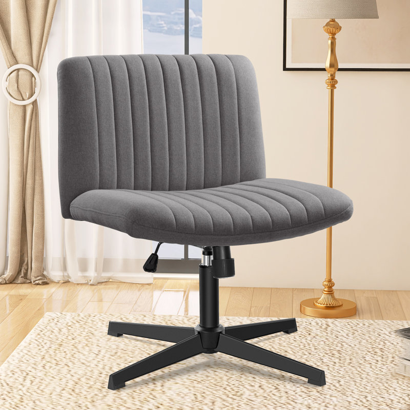 Huba Wide Seat Leisure Office Chair Cross Legs No Wheels, Light Gray, Black