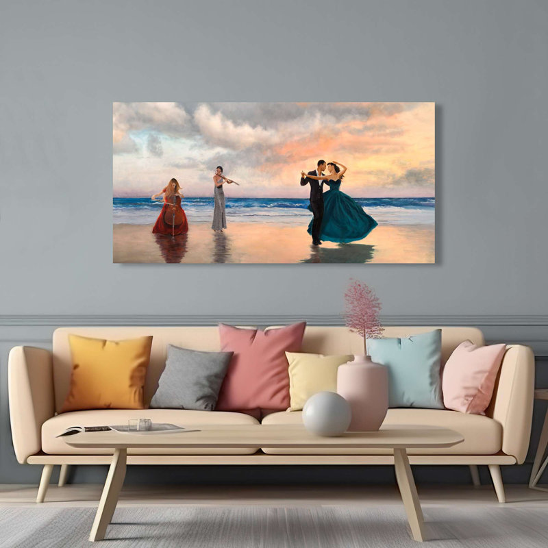 Dancing On The Beach (detail) by Pierre Benson - Wrapped Canvas Print, 60cm H x 120cm W x 4cm D