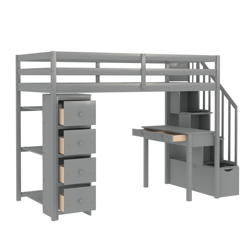 Lit mezzanine simple Cedarburg Kids, gris