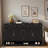 Farmhouse Sideboard With 3 Drawers, 4 Doors, Adjustable Shelf And Open Storage Compartments-986748922