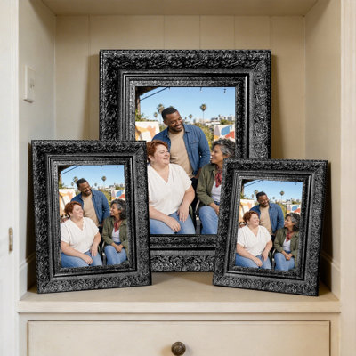 Cadre photo mural 3 pièces 5 "x 7" noir pour présentation de photos de mariage