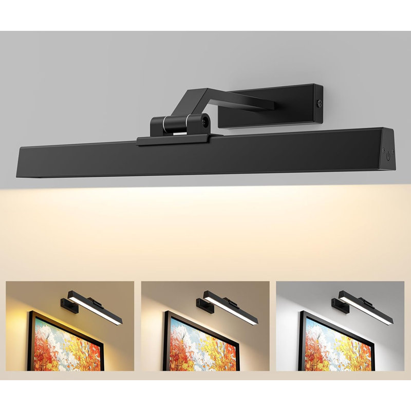 Applique murale à piles à intensité variable avec télécommande, Noir mat, H 4 po x l 16 po x P 7,4 po 