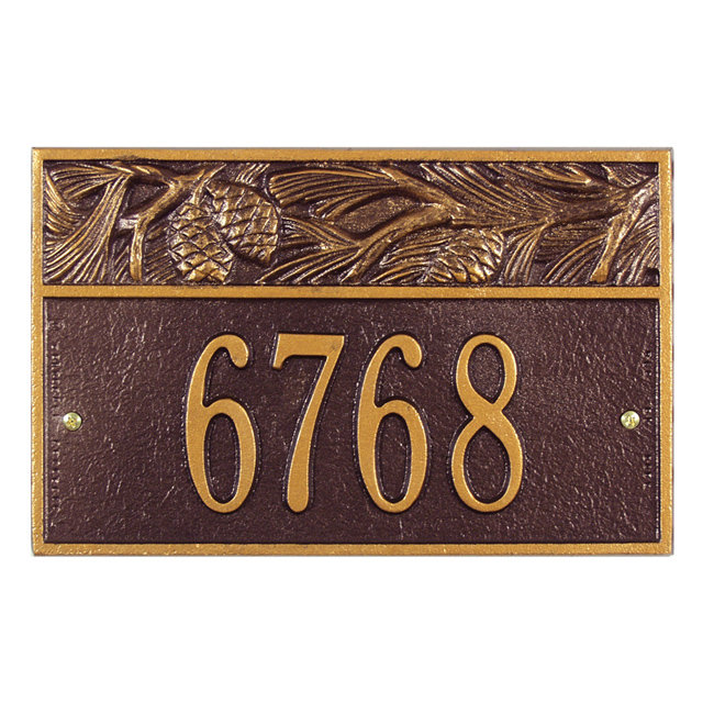 Plaque d'adresse murale sur 1 ligne Nagano, Oui, Cuivre antique