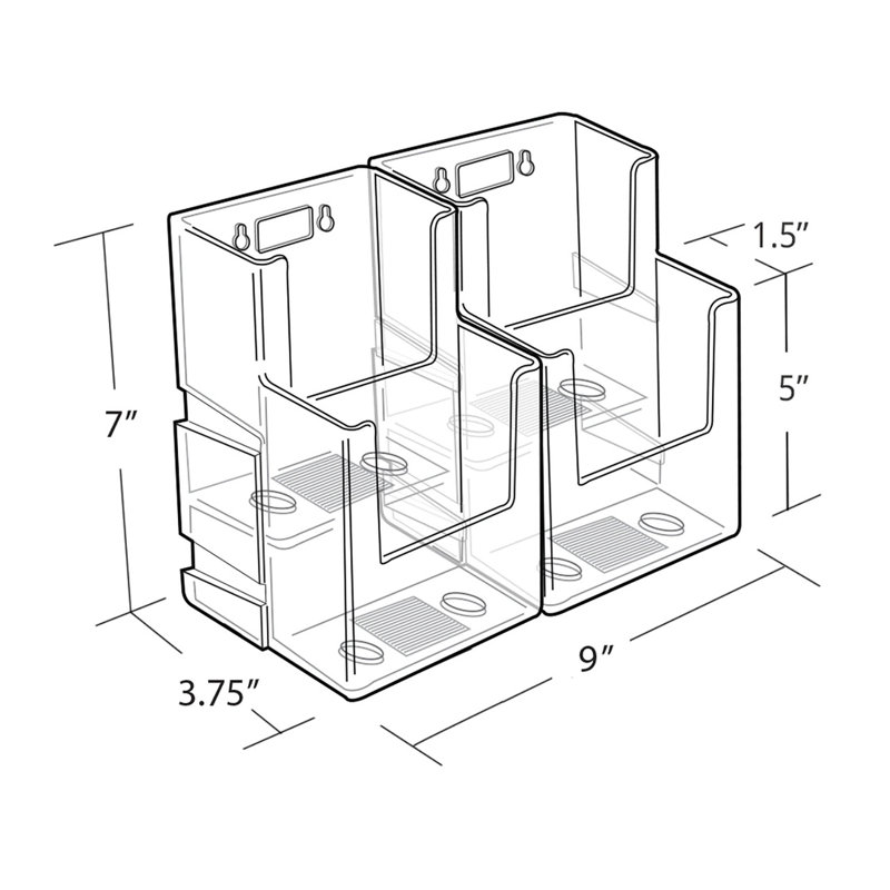 Two-Tier Four-Pocket Trifold Brochure Holder, 2-Pack