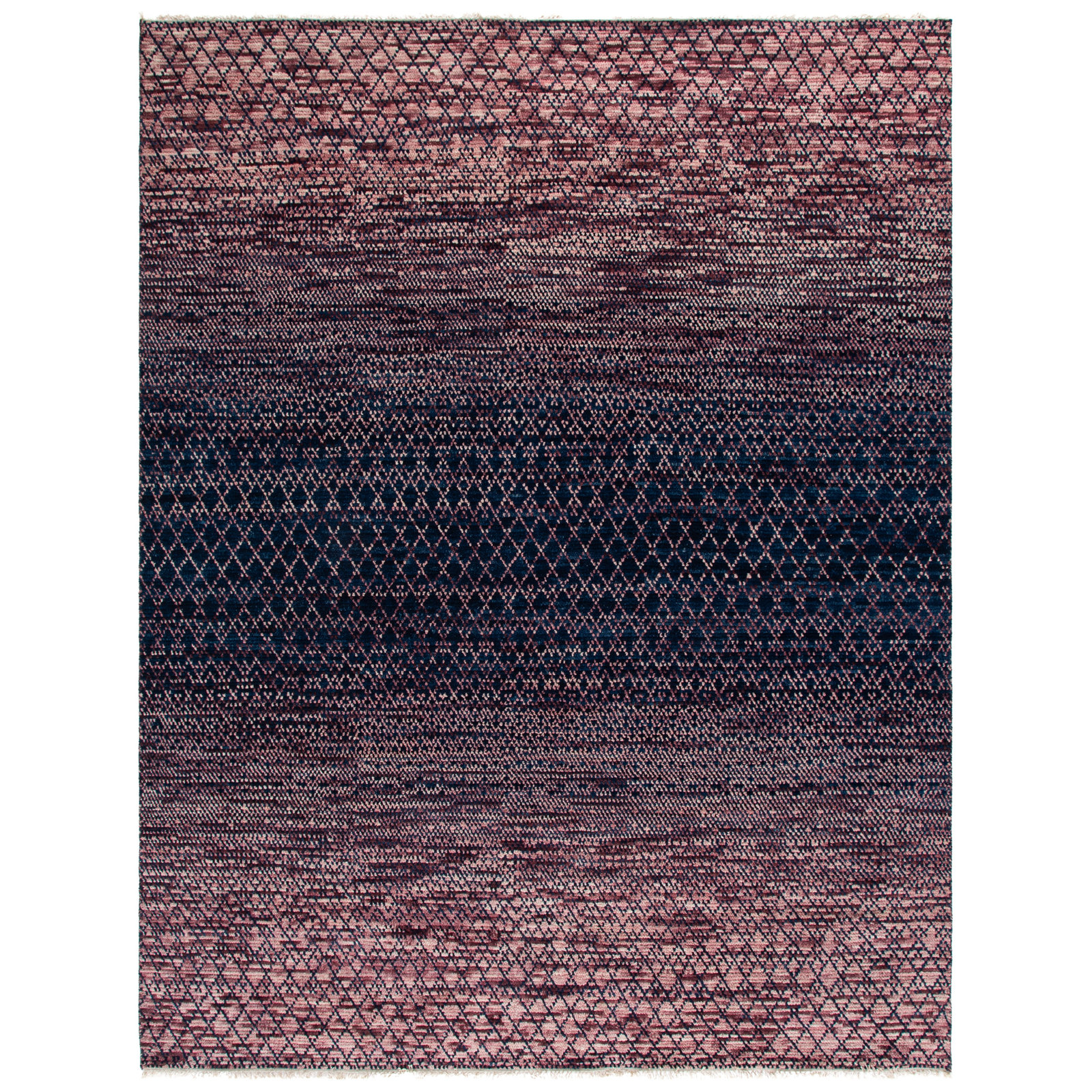 Bunbury Handmade Navy / Pink Rug, Rectangle 8' x 10'