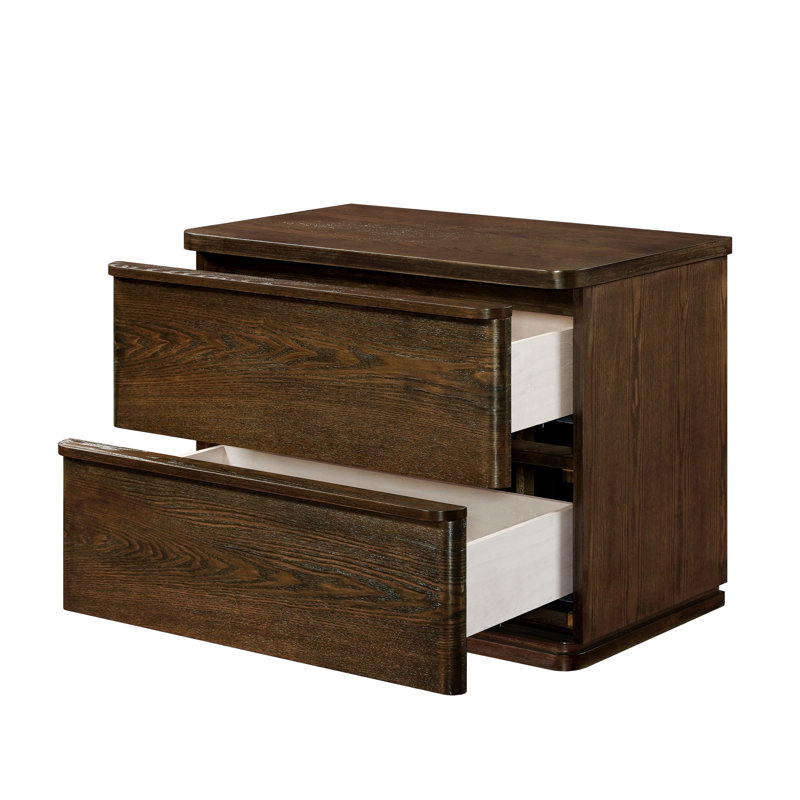 Baxtor 2 Drawer Walnut Nightstand, Walnut