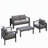 4-Piece Modern Aluminum Patio Conversation Set, 4-Seat Outdoor Sofa With  Thick Cushions & Frame And Coffee Table