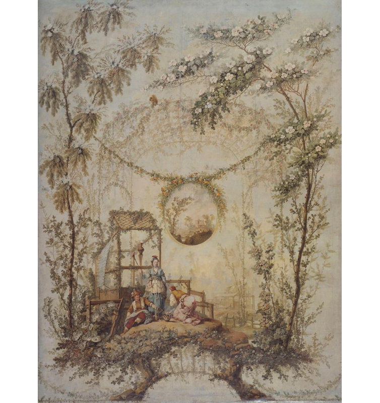 "Chinoiserie" par Jean-Baptiste Pillement - Toile tendue avec châssis, H 48 po x l 33 po