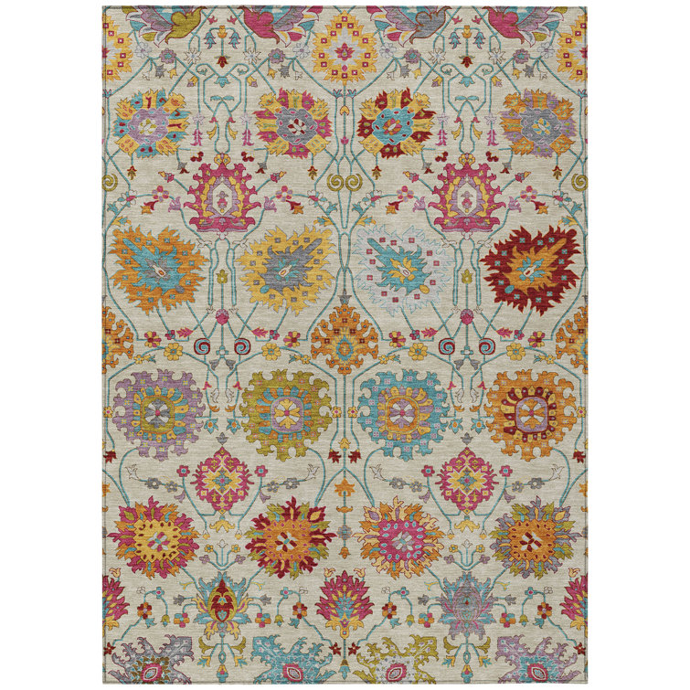 Machine Washable Indoor/Outdoor Mattera ACN2288 Damask Rug