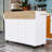 Kitchen Island Cart with 2 Drop Leaves, Power Outlet, Ample Storage and Spice Rack-1020720497