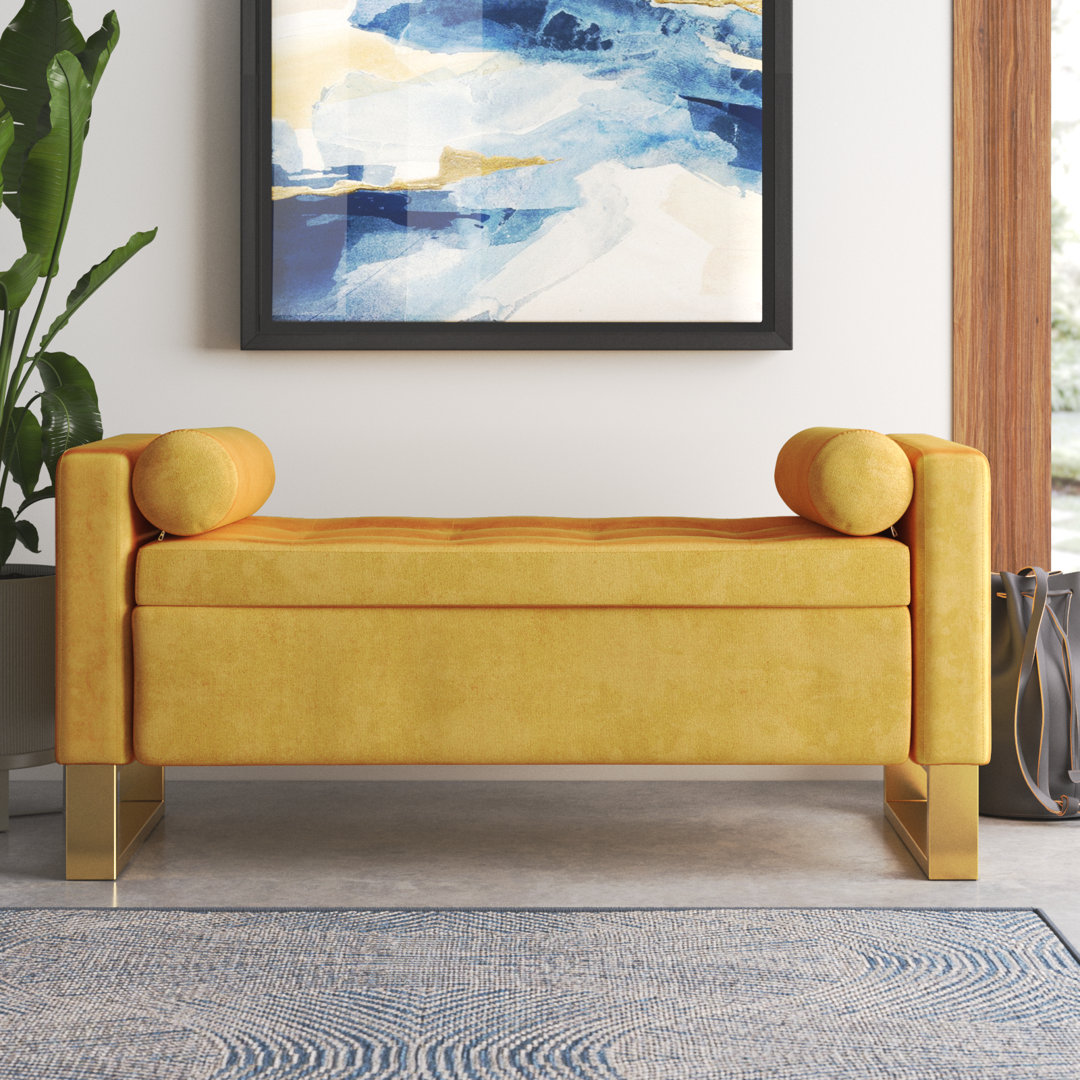 Vallejo 50.4'' W Modern Upholstered Flip Top Storage Bench with Two Pillows and Tufted Willa Arlo™ Interiors 