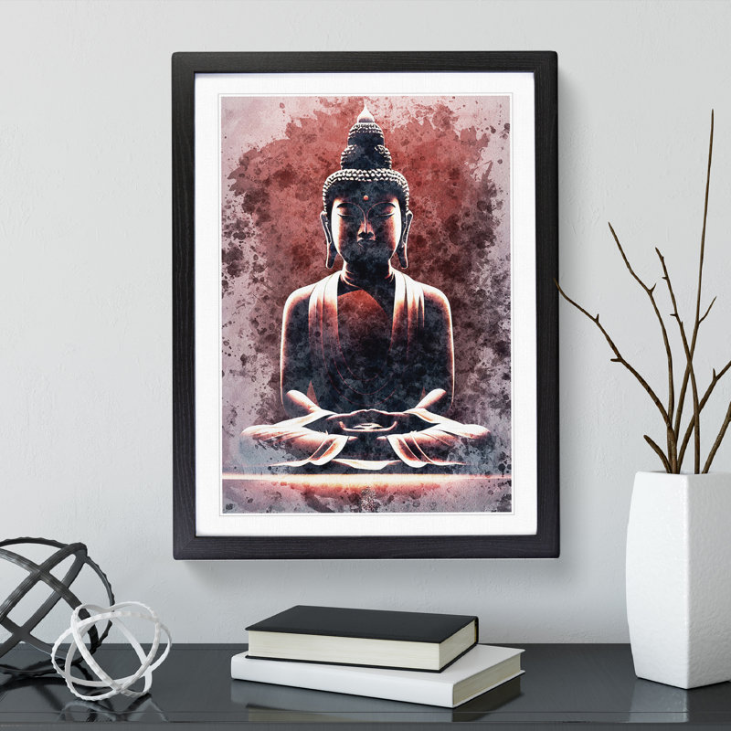 XV1022-5040X Virtuous Buddha - Print, Black Framed, 66cm H x 48cm W, White