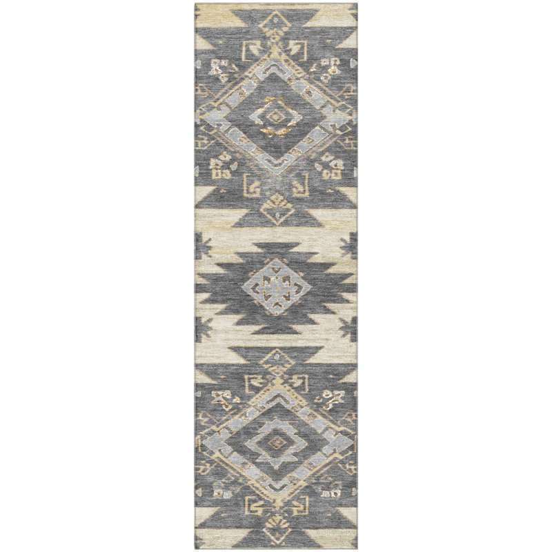 Premium Machine Washable Ralston AMF1945 Tribal Rug, Runner 2'3" x 7'6"
