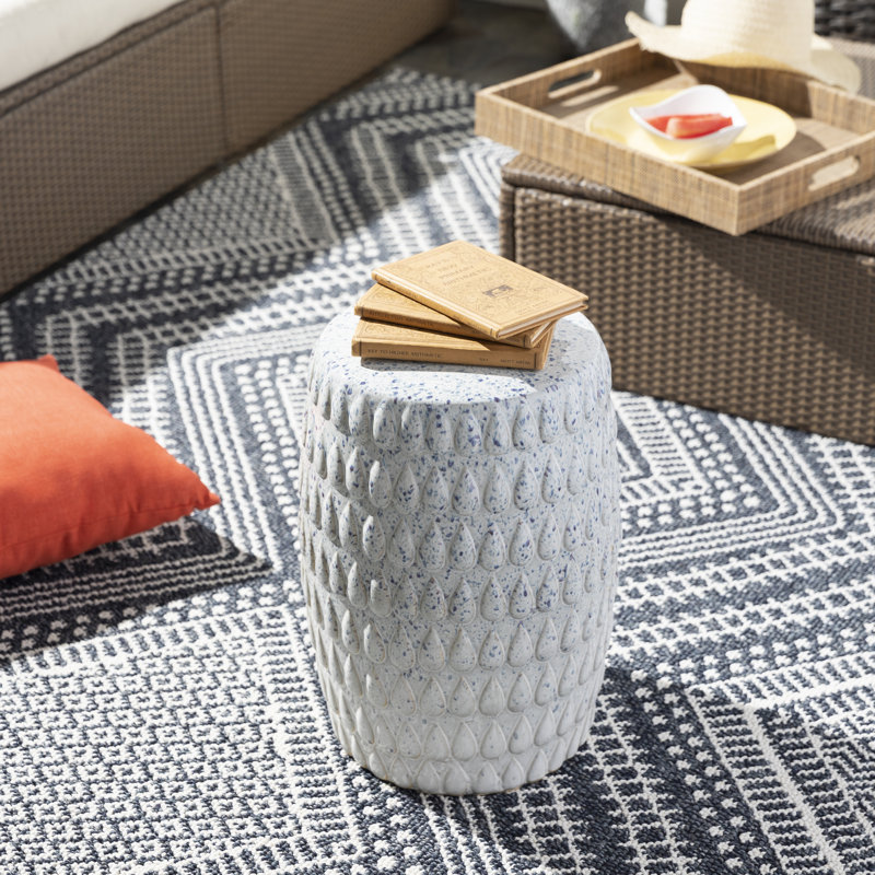 Tabouret de jardin en céramique Fairborn, Blanc