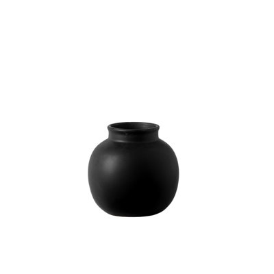 Ceramic Round Bellied Vase Matte Finish Black