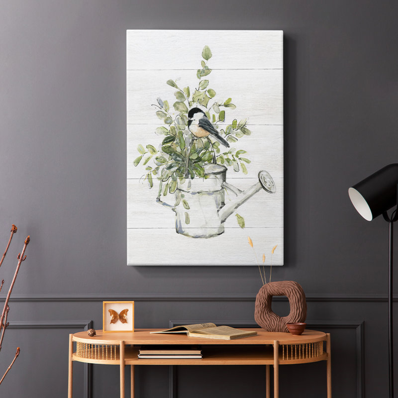 Oiseau de jardin I - Cavas enveloppés de galerie, H 12 po x l 8 po