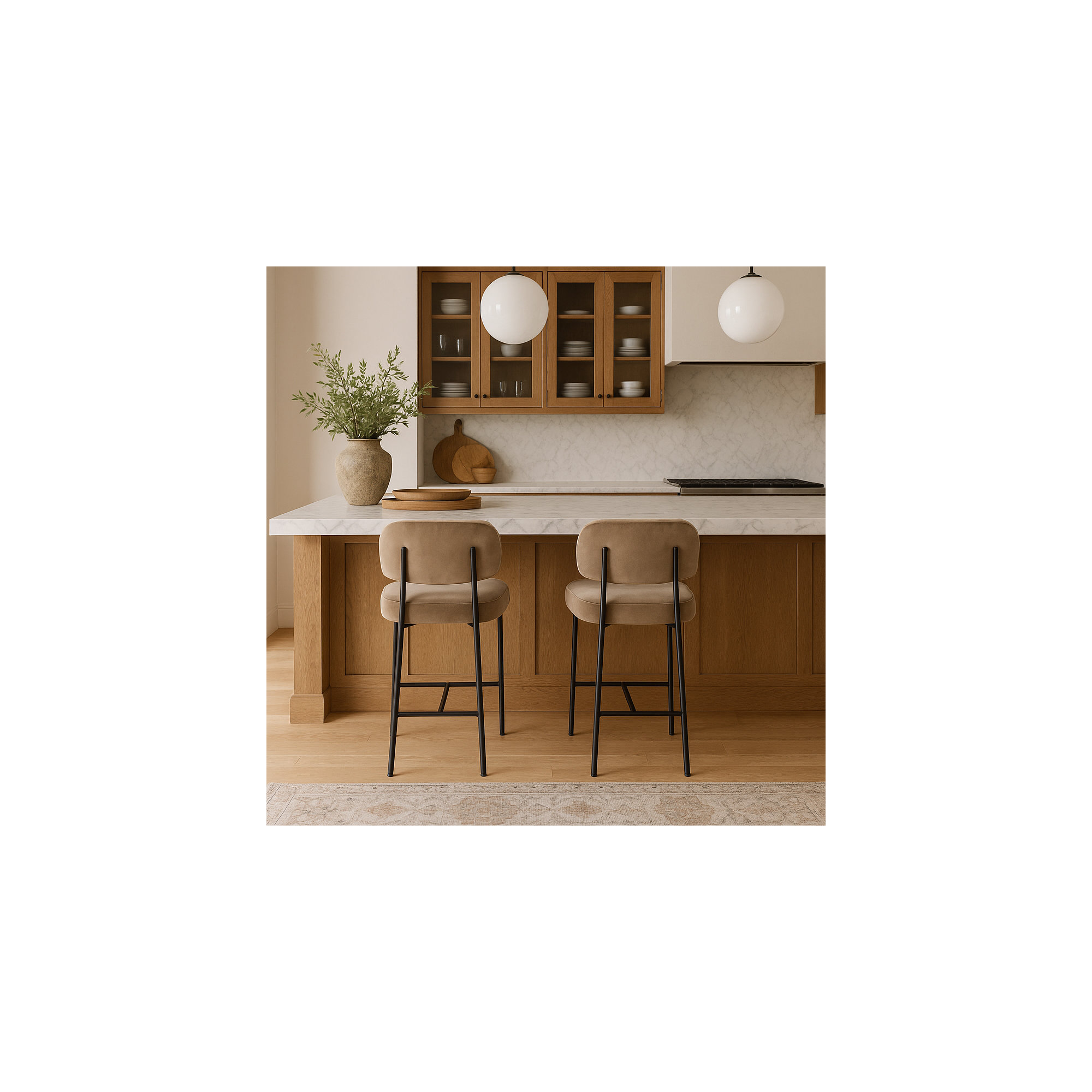 Zarelle Upholstered Counter Stool, Taupe Performance Fabric