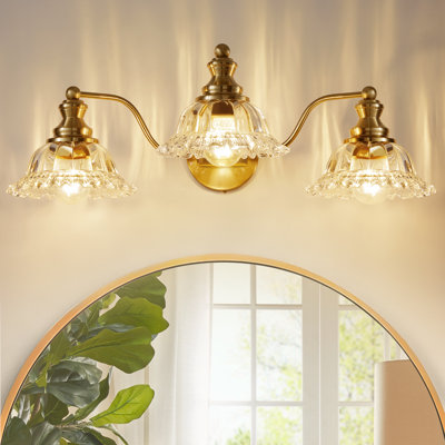 3-Light Dimmable Bathroom Vanity Light with Glass Shades